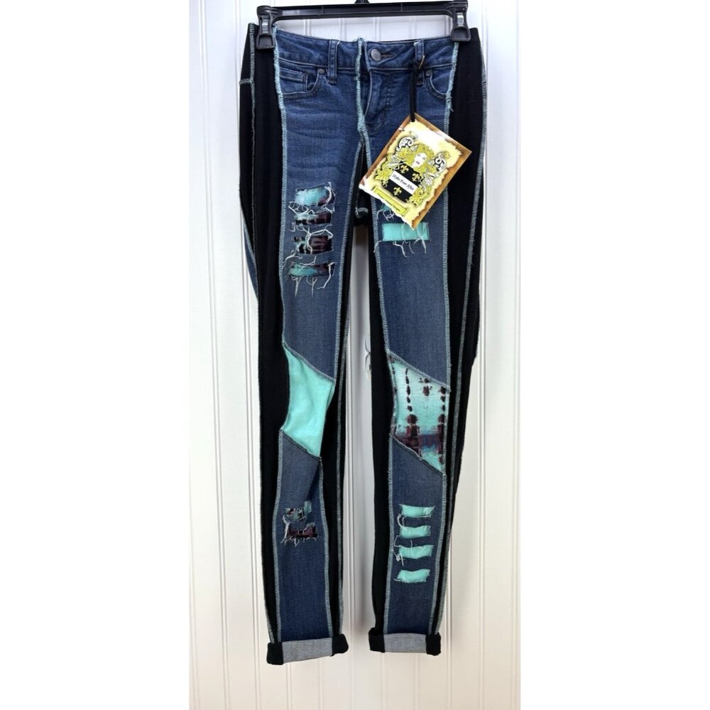 Styles Ever After Kim Styles Designer Jeans Handcrafted Patchwork  XXS 0-4 NEW